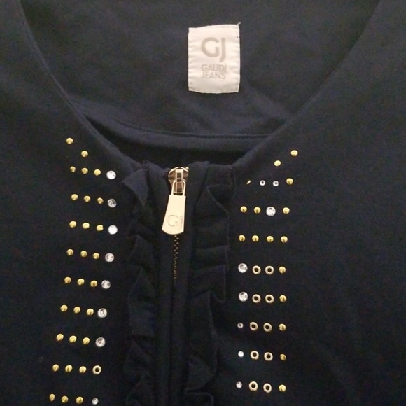NWT Gaudi Jeans Navy Blue zipper sweatshirt - Picture 3 of 4